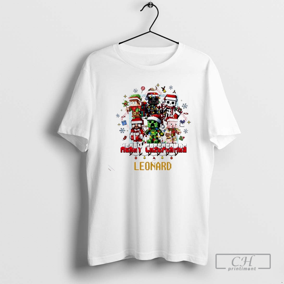 Premium Merry Creepermas Gamer Character Personalized Ornaments White Shirt Sweater