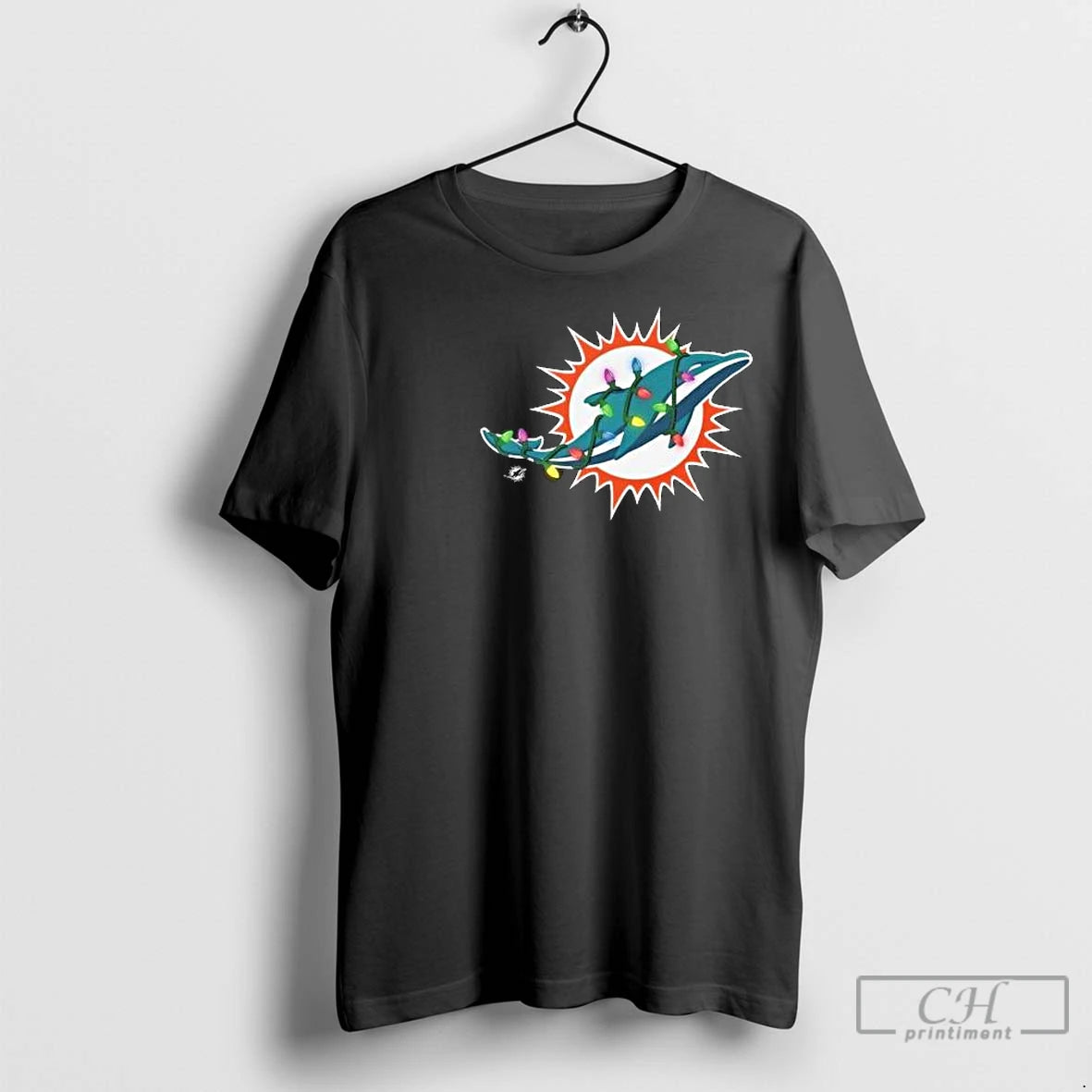 Premium Miami Dolphins Primary Logo Holiday Lights 2025 Circle Black