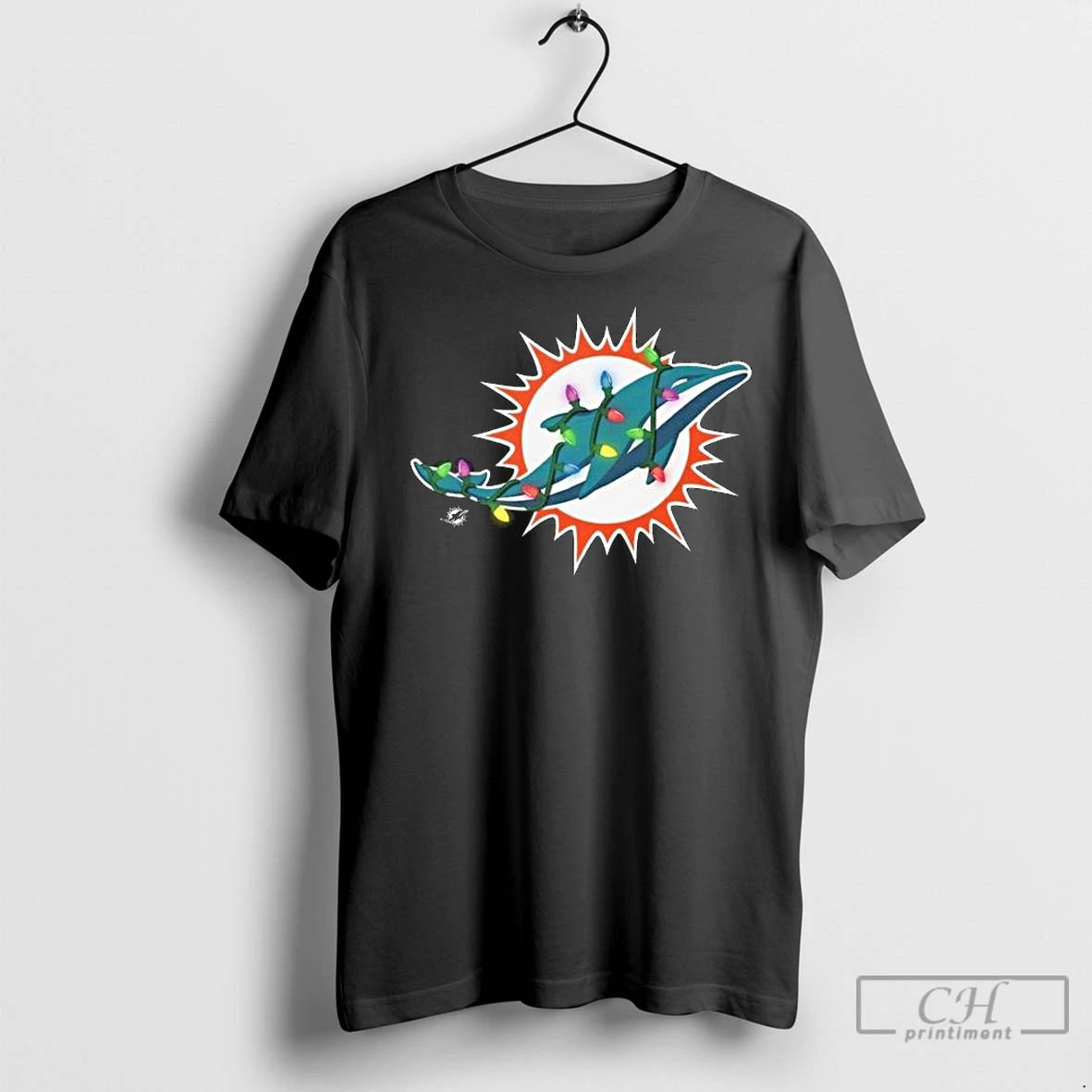 Premium Miami Dolphins Primary Logo Holiday Lights 2025 Long Sleve