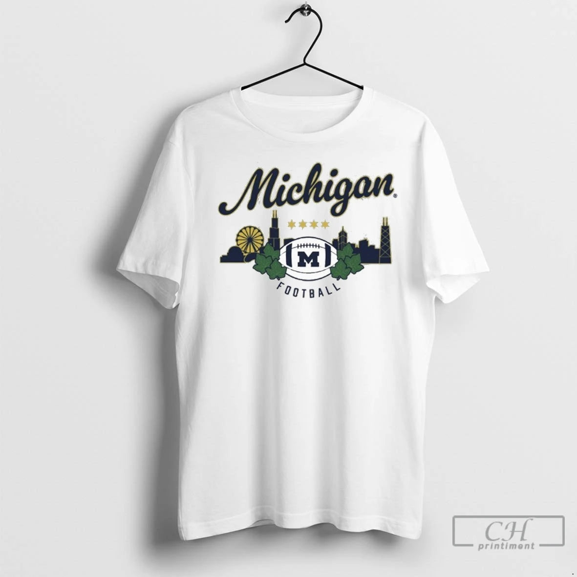 Premium Michigan Wolverines Football Chicago Skyline