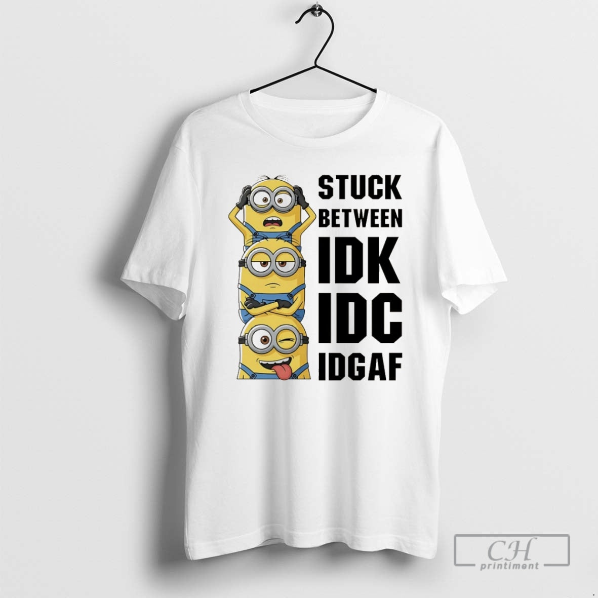 Premium Minion Stuck Between Idk Idc Idgaf Christmas Shirt Sweater