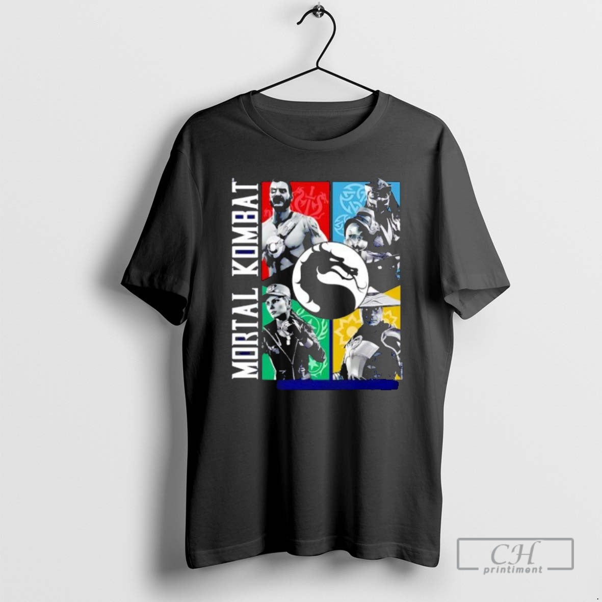 Premium Mortal Kombat Character Grid Short Sleeve Graphic Shirt Sweater