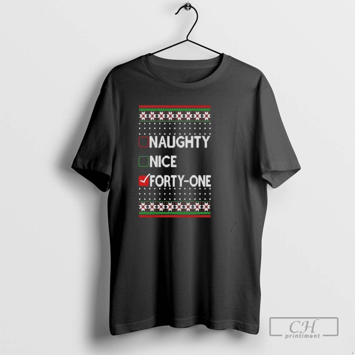 Premium Naughty Nice 41 Simple List Ugly Christmas Sweat Shirt Sweater