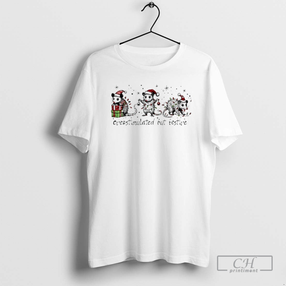Premium Overstimulated But Festive Graphic Christmas Shirt Sweater
