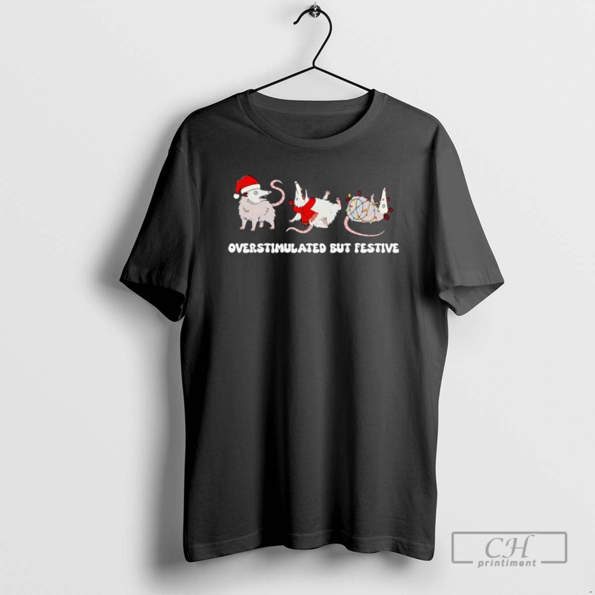 Premium Overstimulated But Festive Possum Christmas Shirt Sweater