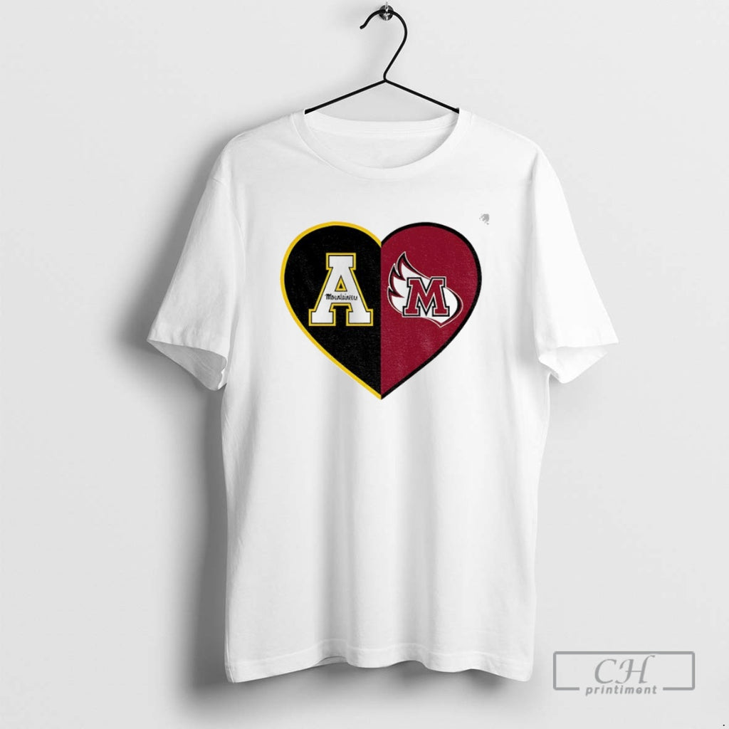 Premium Personalized Split Heart Appalachian State Mountaineers Meredith College Angels Logo Shirt Sweater
