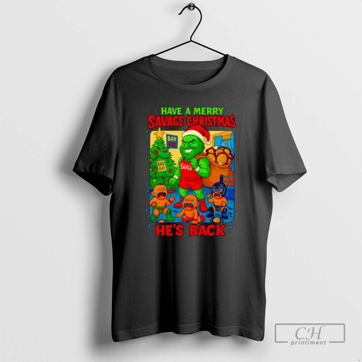 Premium Pj Savage Santa Have A Merry Savage Christmas Hes Back Ornaments Shirt Sweater