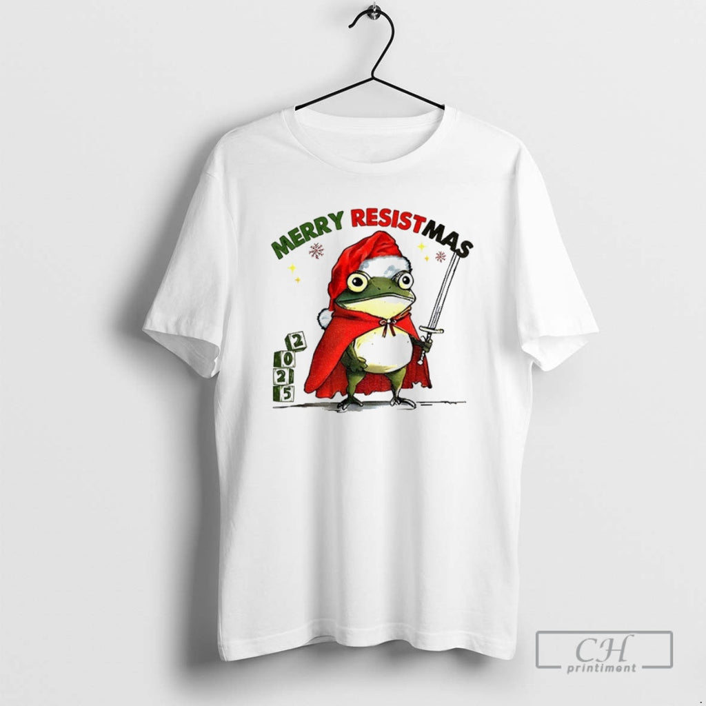 Premium Portland Frog Santa Hat Merry Resistmas Merry Christmas 2025 Meme Shirt Sweater
