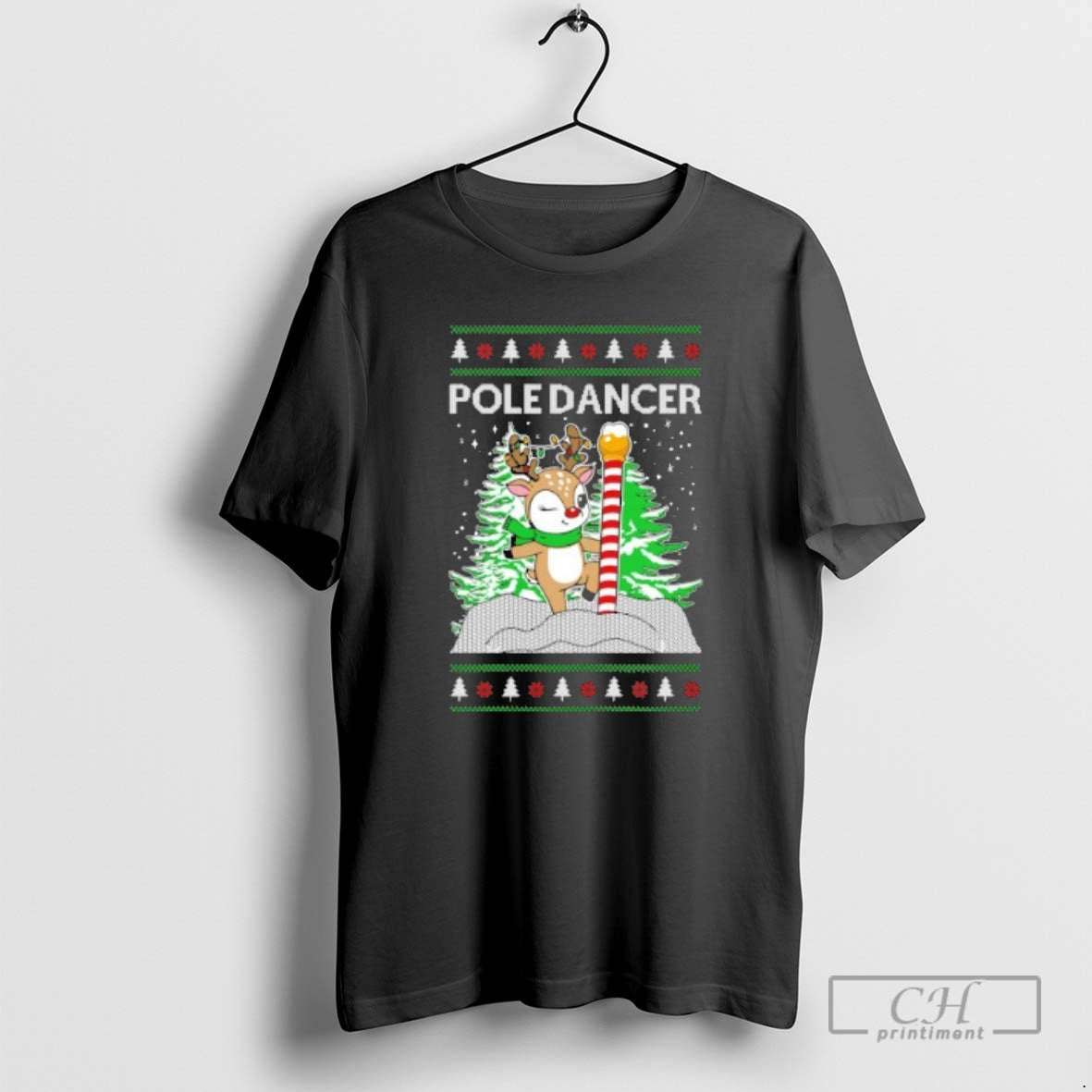 Premium Reindeer Pole Dancer Ugly Christmas Sweat Shirt Sweater