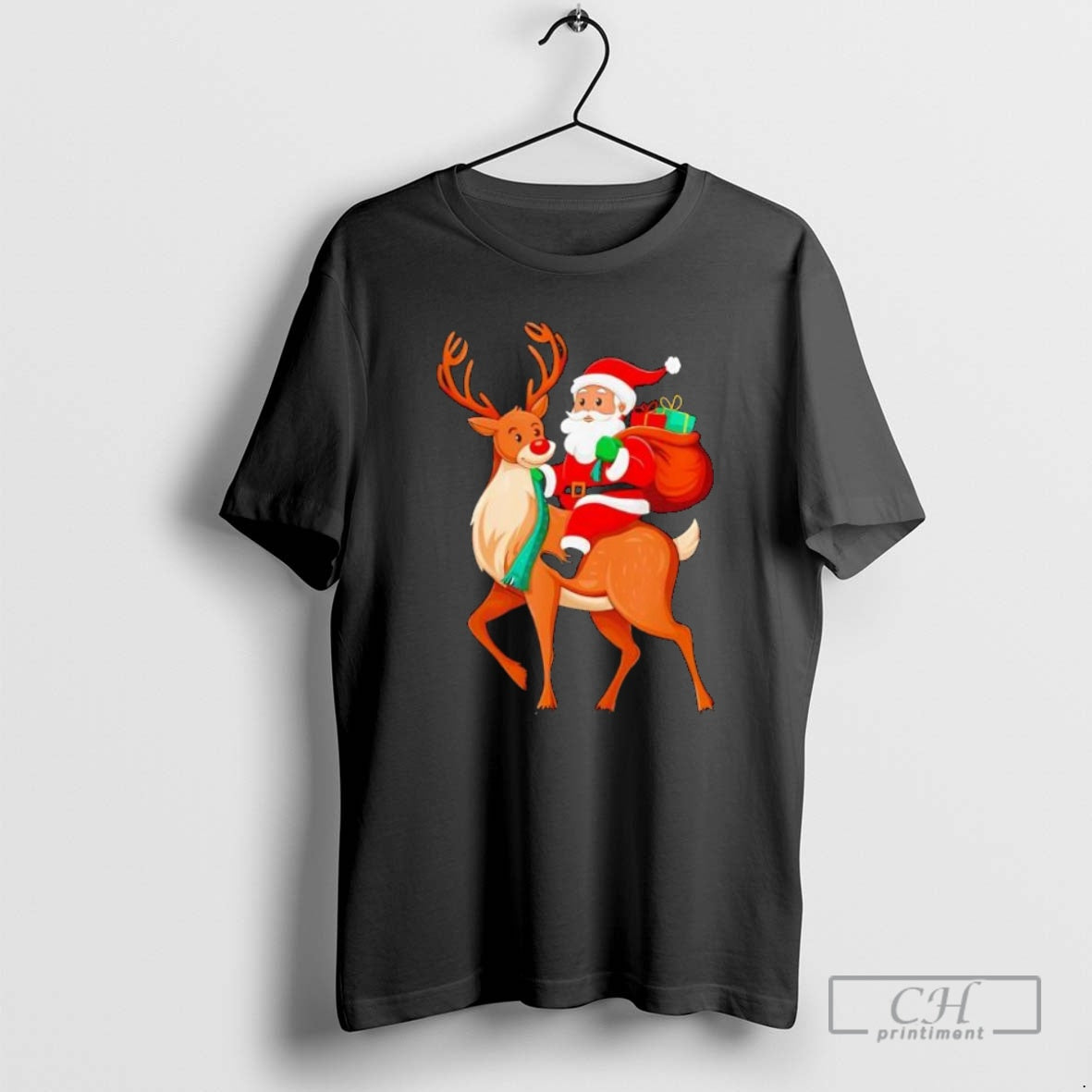 Premium Santa Riding Reindeer Christmas Shirt Sweater