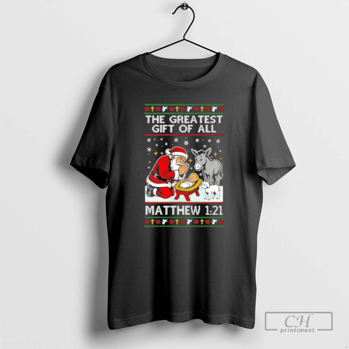 Premium Santa The Greatest Gift Of All Matthew 121 Ugly Christmas Sweat Shirt Sweater