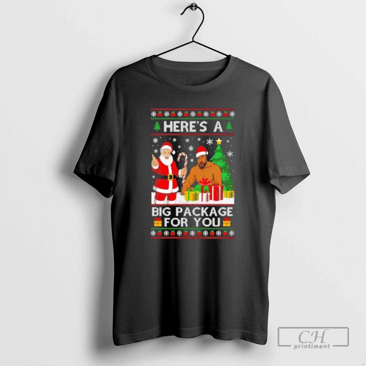 Premium Santa Heres A Big Package For You Ugly Christmas Sweat Shirt Sweater