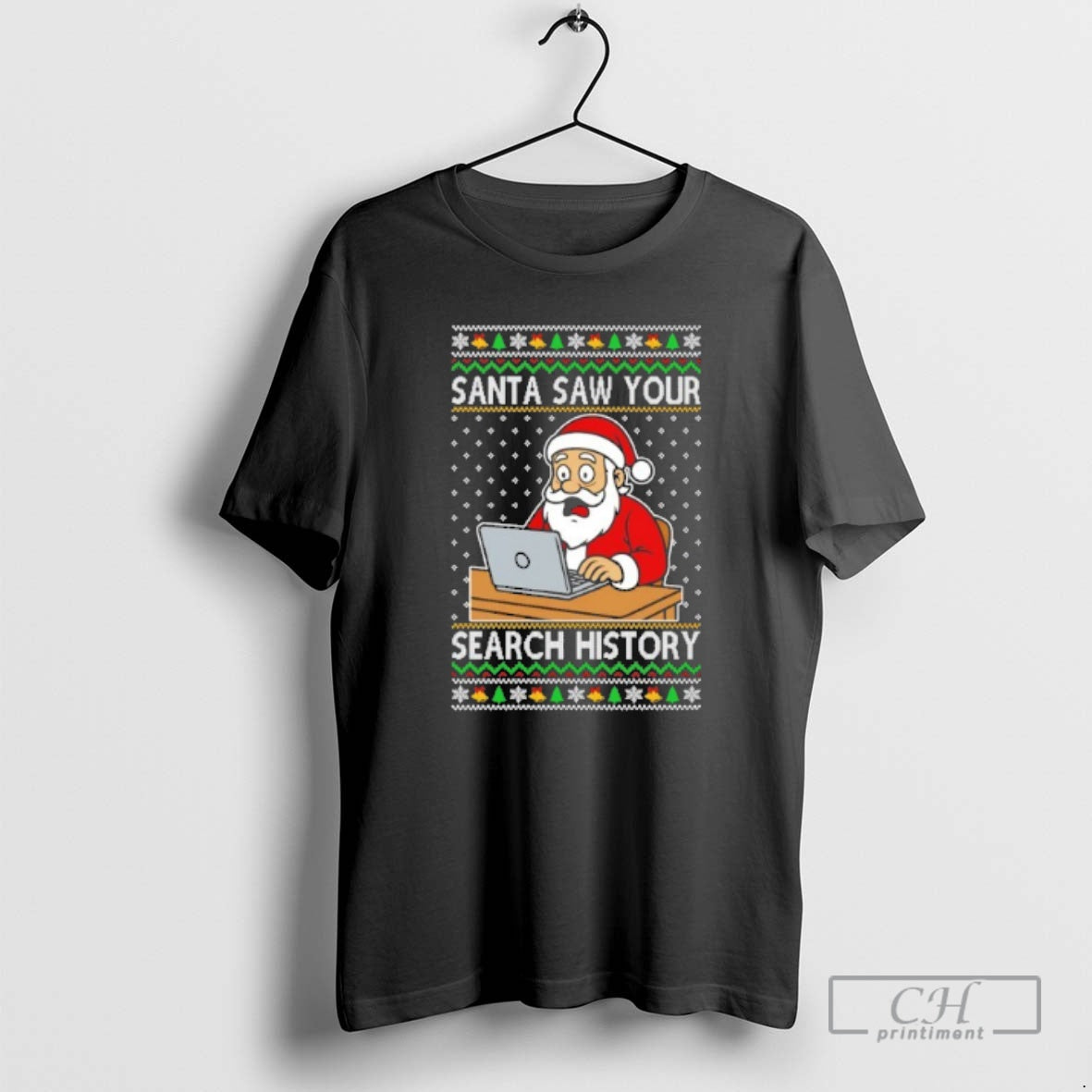 Premium Santa Saw Your Search History Ugly Christmas Sweat Shirt Sweater