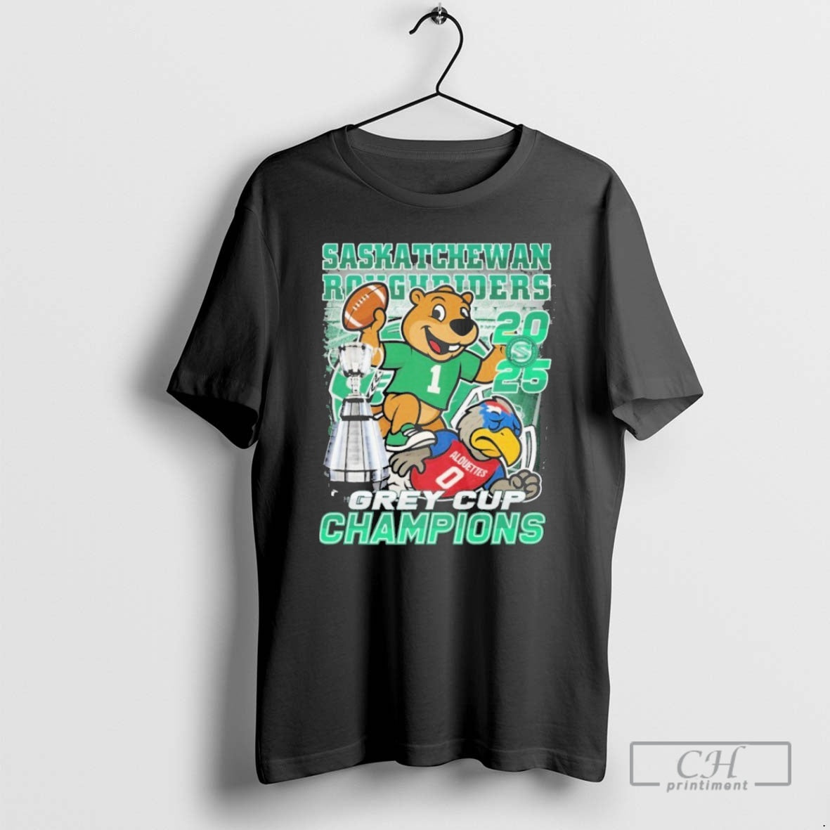 Premium Saskatchewan Roughriders Stomp Montreal Alouettes 2025 Grey Cup Champions Trophy Mascot Shirt Sweater