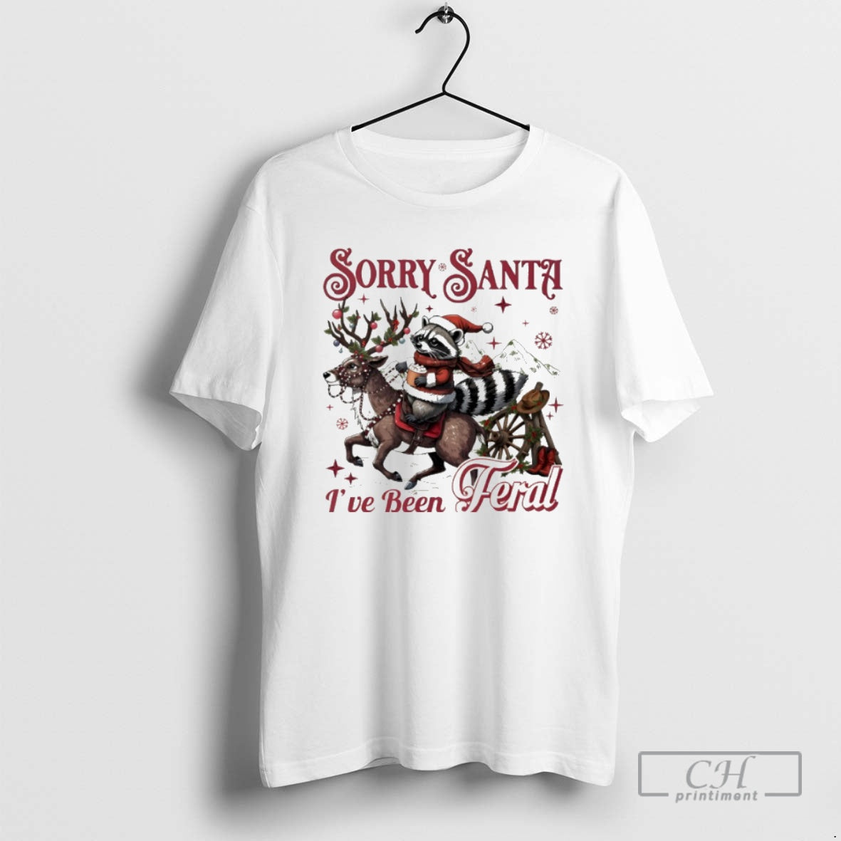 Premium Sorry Santa Ive Been Feral Funny Christmas Raccoon Shirt Sweater