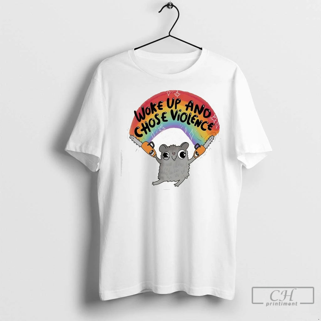 Premium Woke Up And Chose Violence Hamster Rainbow
