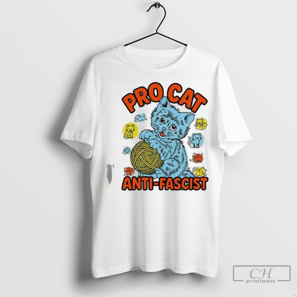 Pro Cat Anti Fascist Ladies T Shirt Jpg