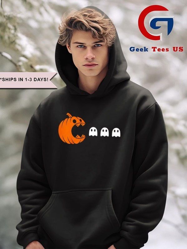 Pumpkin eating ghost Pacman Halloween shirt Unisex , , , Long Sleeve Tee
