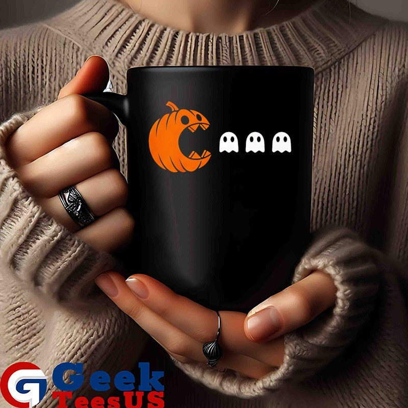 Pumpkin eating ghost Pacman Halloween shirt Unisex , , , Long Sleeve Tee