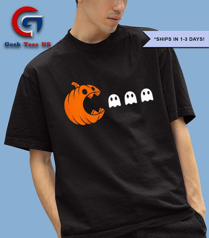 Pumpkin eating ghost Pacman Halloween shirt Unisex , , , Long Sleeve Tee