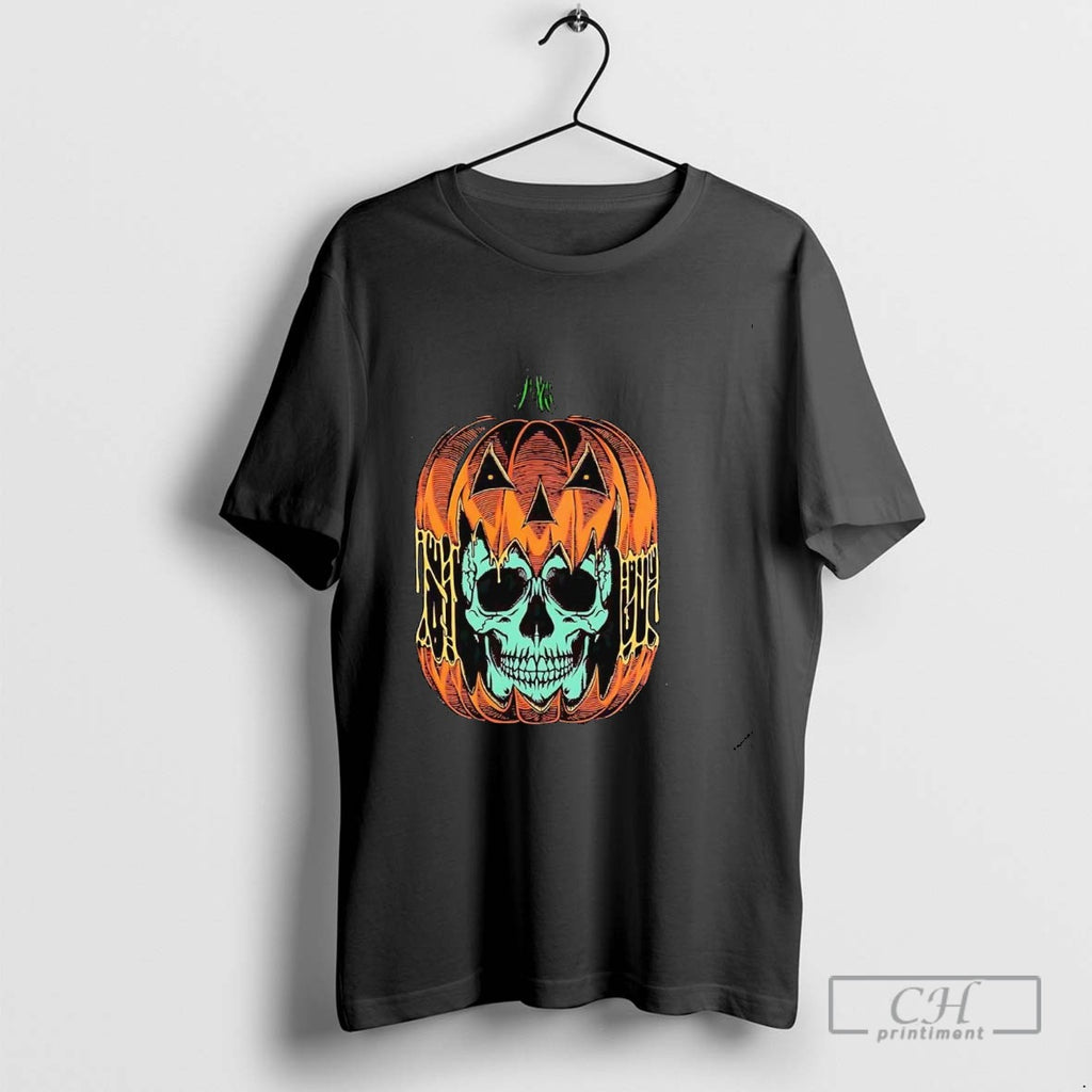 Pumpkin Eating Skull Halloween