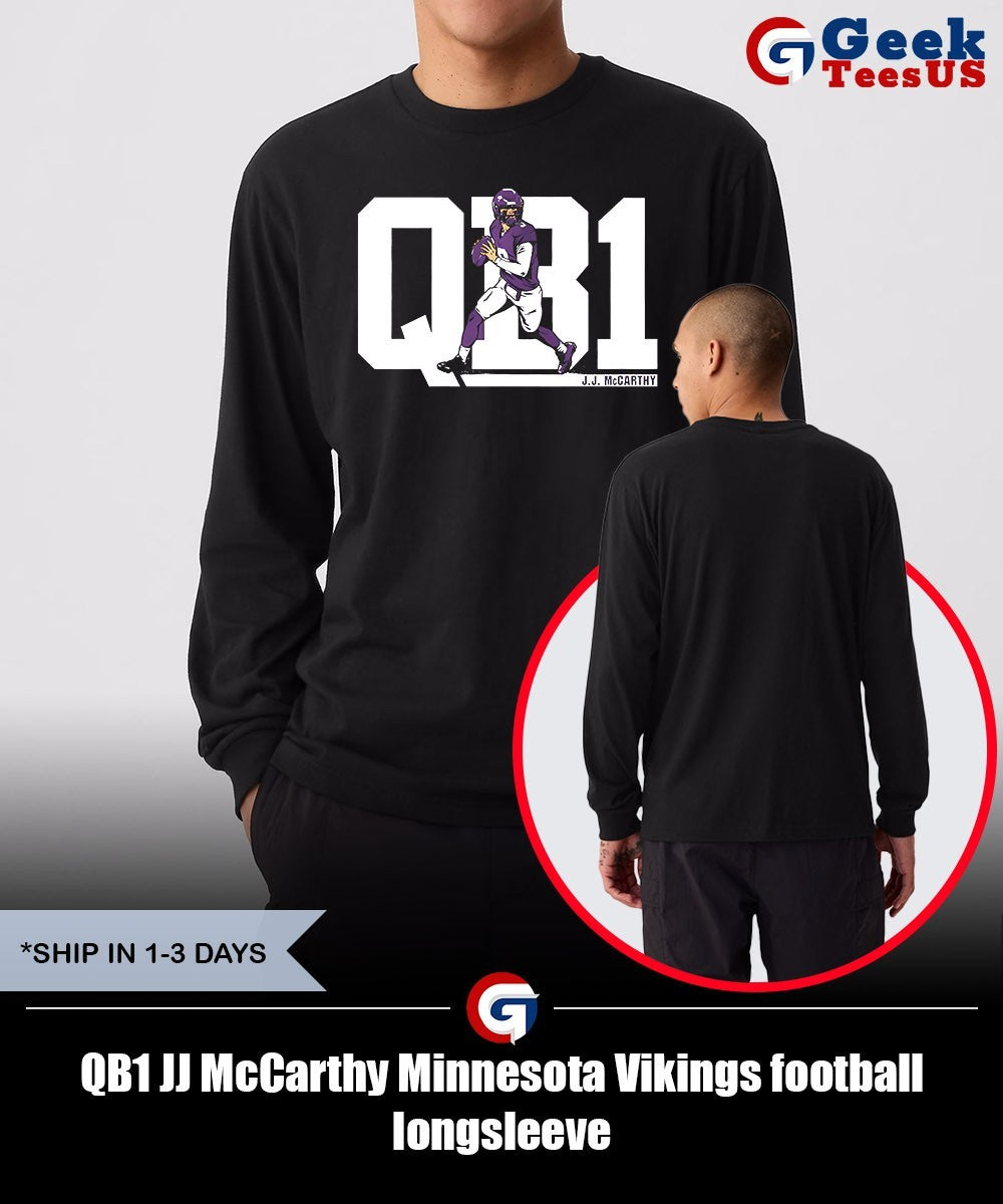 QB1 JJ McCarthy Minnesota Vikings football shirt Unisex , , , Long Sleeve Tee