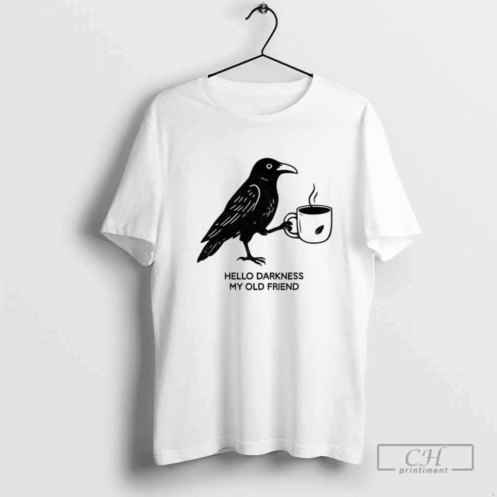 Raven Crow Coffee Hello Darkness My Old Friend Halloween
