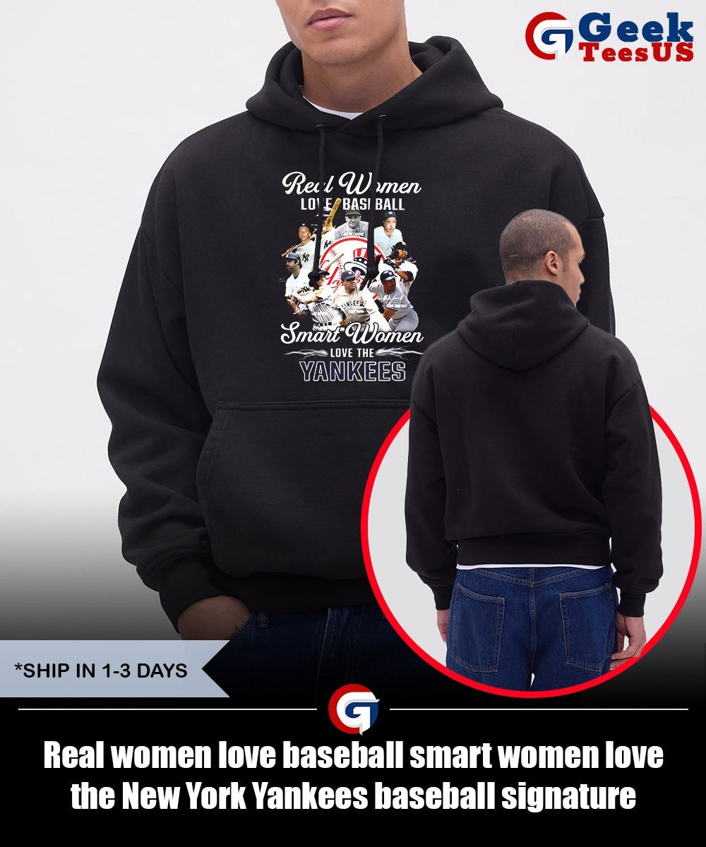 Real women love baseball smart women love the New York Yankees baseball signature shirt Unisex , , , Long Sleeve Tee