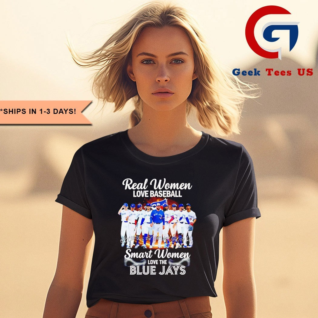 Real women love baseball smart women love the Toronto Blue Jays baseball 2025 shirt Unisex , , , Long Sleeve Tee