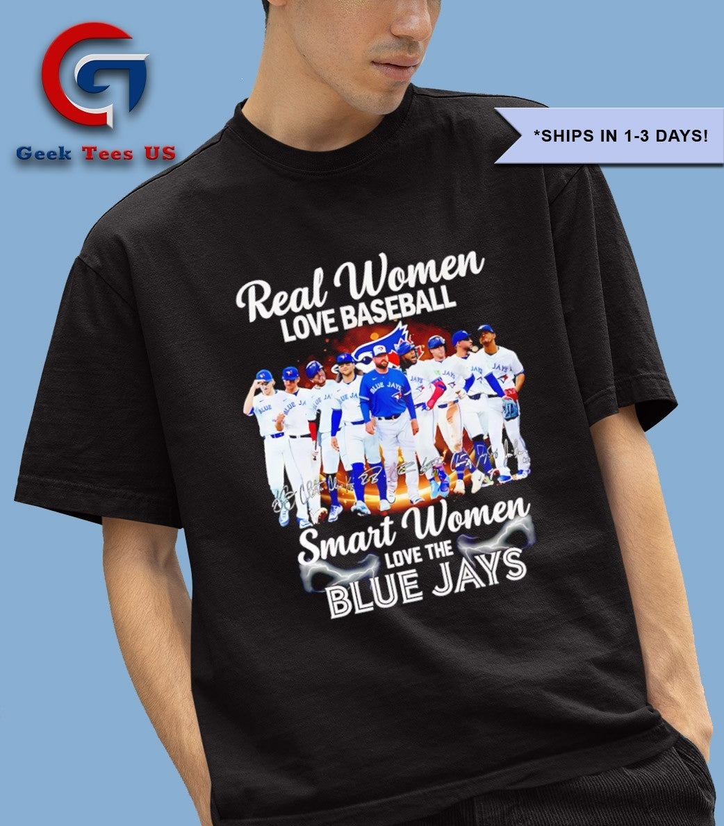 Real women love baseball smart women love the Toronto Blue Jays baseball 2025 shirt Unisex , , , Long Sleeve Tee