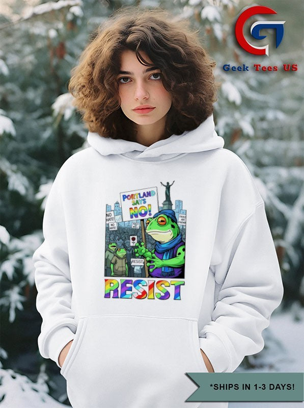Resist portland frog says no I stand with frog anti fascism anti Trump shirt Unisex , , , Long Sleeve Tee
