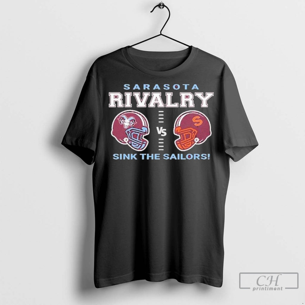 Rivalry Football 2025 Riverview Rams Vs Sarasota Sailors Helmet T Shirt Jpg