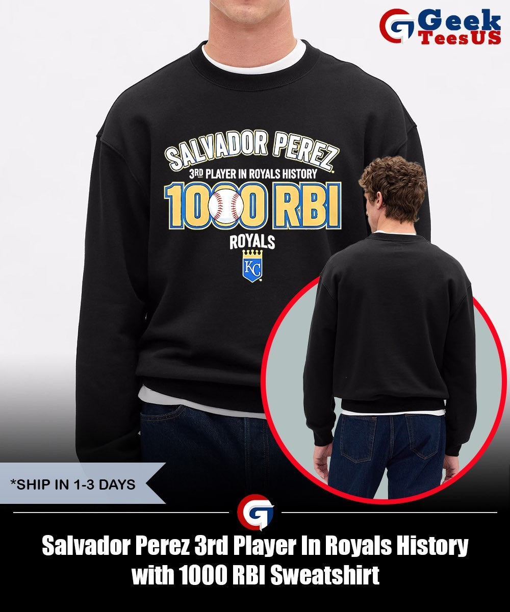 Salvador Perez 3rd Player In Royals History with 1000 RBI shirt Unisex , , , Long Sleeve Tee