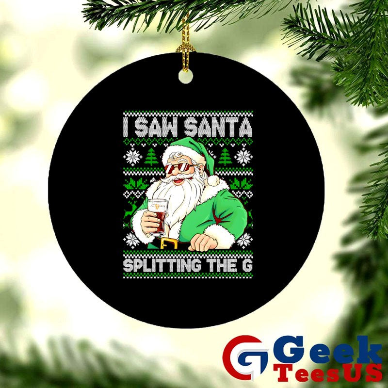 Santa Claus I saw Santa splitting the Guinness ugly Christmas shirt Unisex , , , Long Sleeve Tee