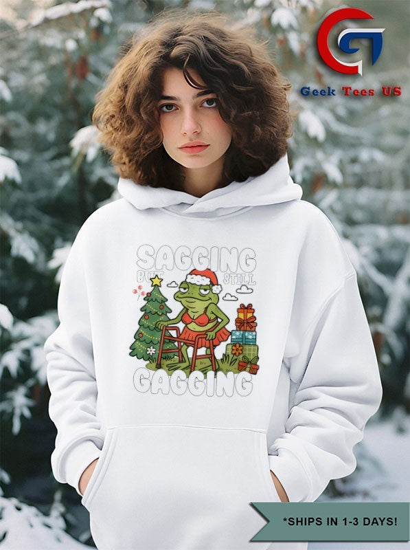 Santa Frog sagging but still gagging Christmas shirt Unisex , , , Long Sleeve Tee