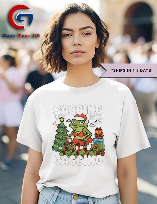 Santa Frog sagging but still gagging Christmas shirt Unisex , , , Long Sleeve Tee