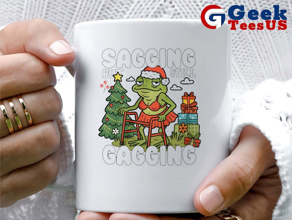 Santa Frog sagging but still gagging Christmas shirt Unisex , , , Long Sleeve Tee