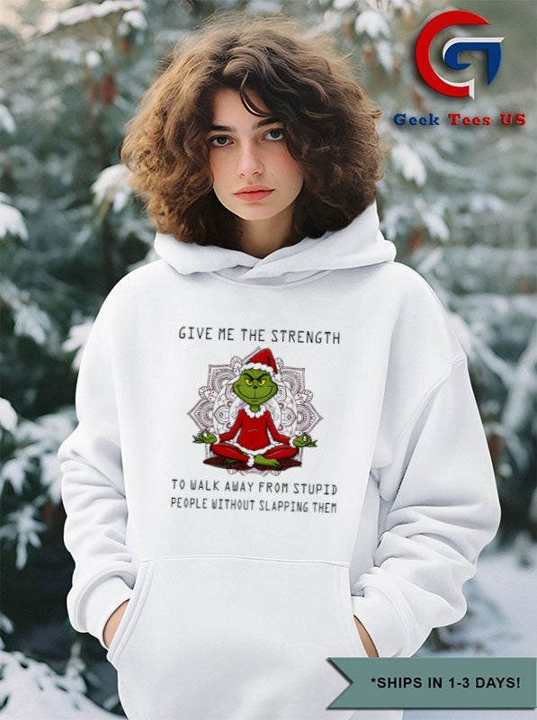 Santa Grinch Yoga give me the strength to walk away from stupid people Christmas shirt Unisex , , , Long Sleeve Tee