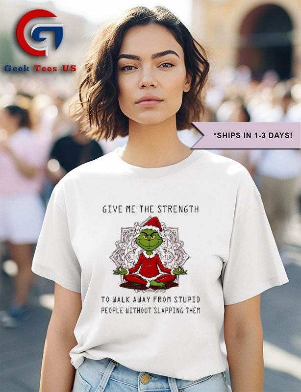 Santa Grinch Yoga give me the strength to walk away from stupid people Christmas shirt Unisex , , , Long Sleeve Tee