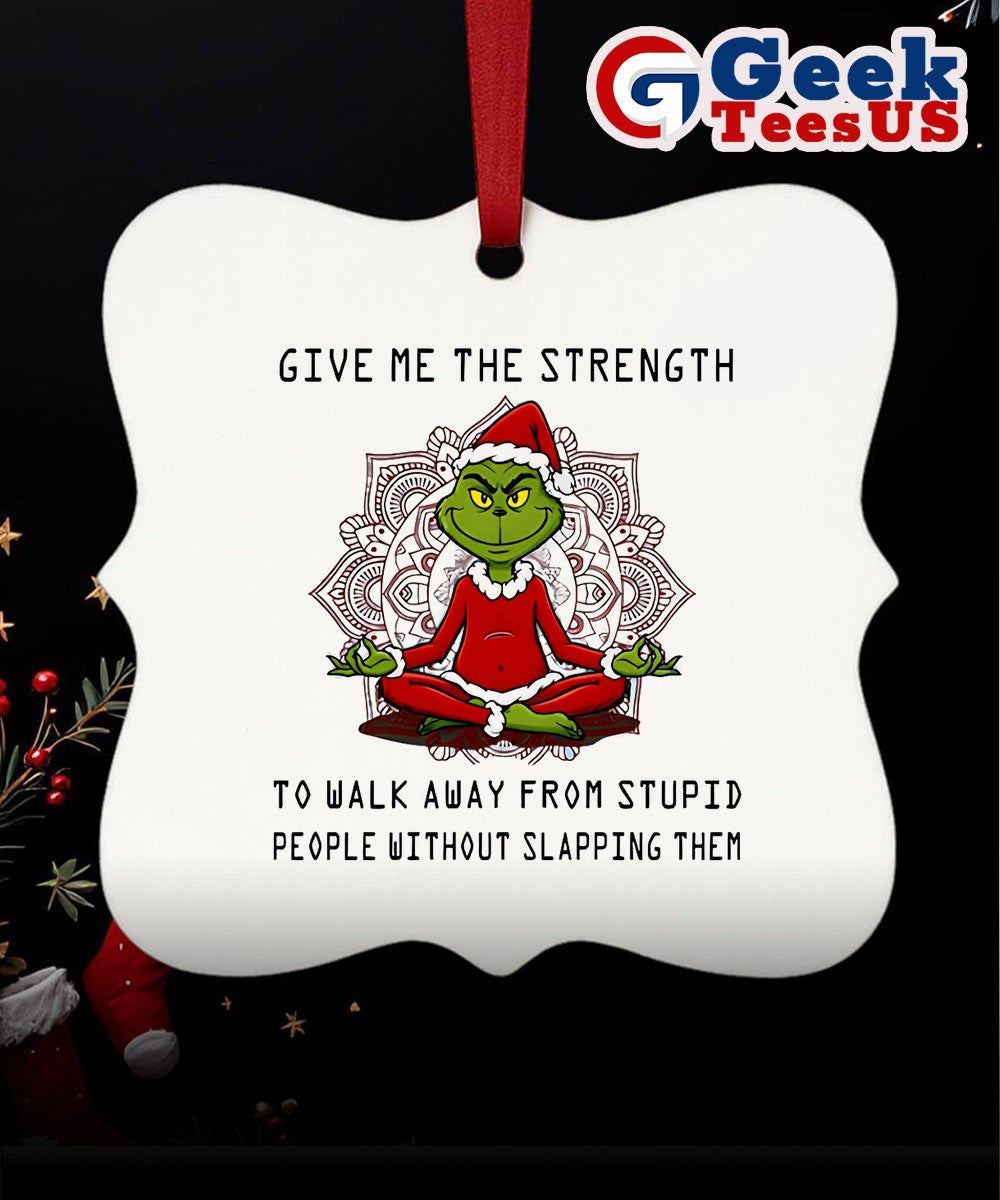 Santa Grinch Yoga give me the strength to walk away from stupid people Christmas Ornament Unisex , , , Long Sleeve Tee