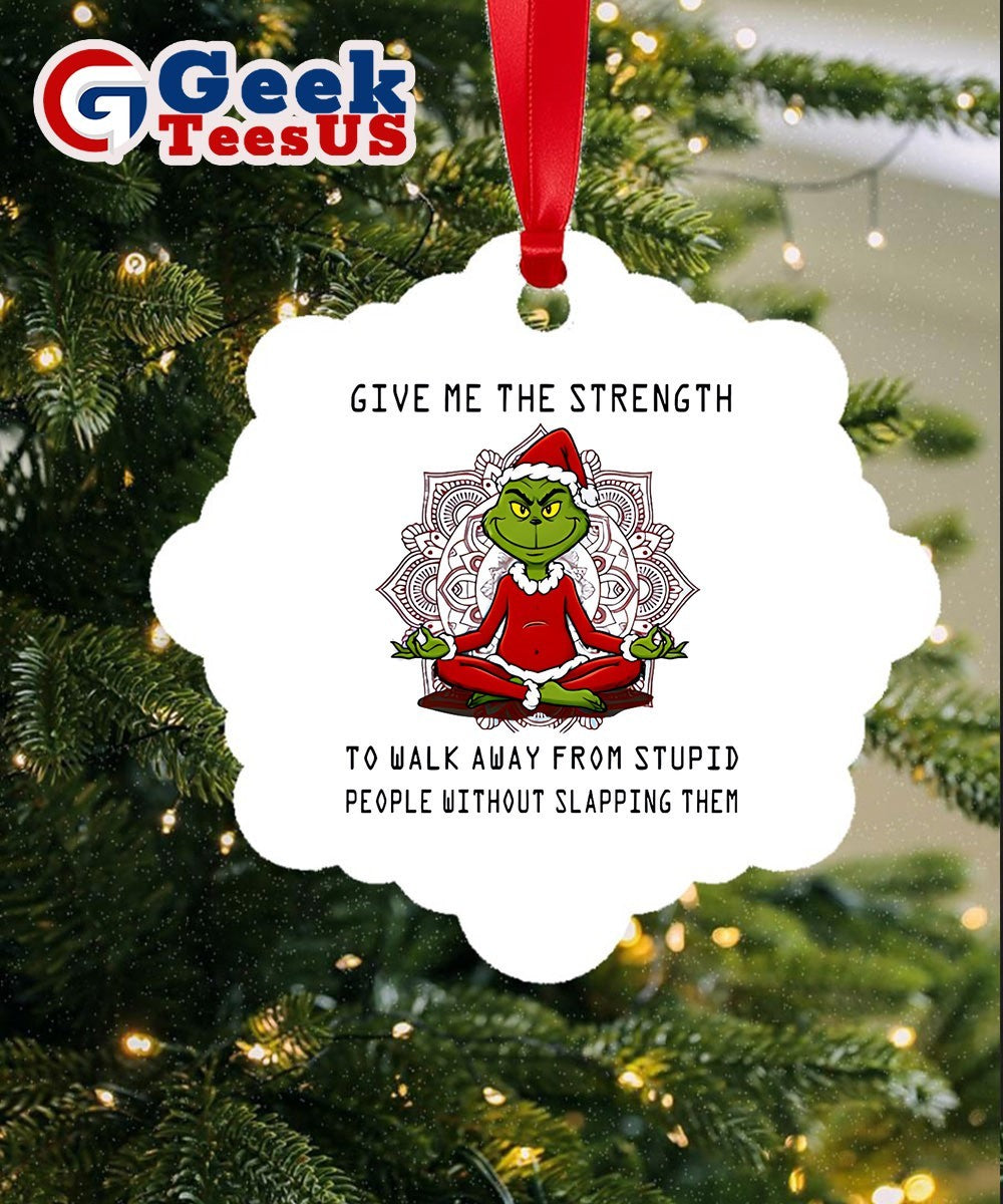 Santa Grinch Yoga give me the strength to walk away from stupid people Christmas Ornament Unisex , , , Long Sleeve Tee