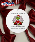 Santa Grinch Yoga give me the strength to walk away from stupid people Christmas Ornament Unisex , , , Long Sleeve Tee