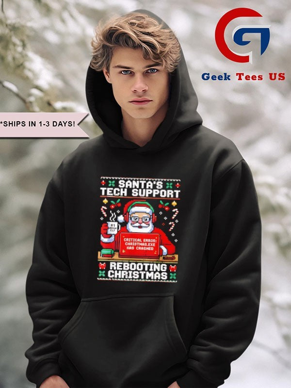 Santa’s Tech Support Rebooting ugly Christmas shirt Unisex , , , Long Sleeve Tee