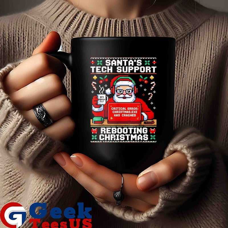 Santa’s Tech Support Rebooting ugly Christmas shirt Unisex , , , Long Sleeve Tee