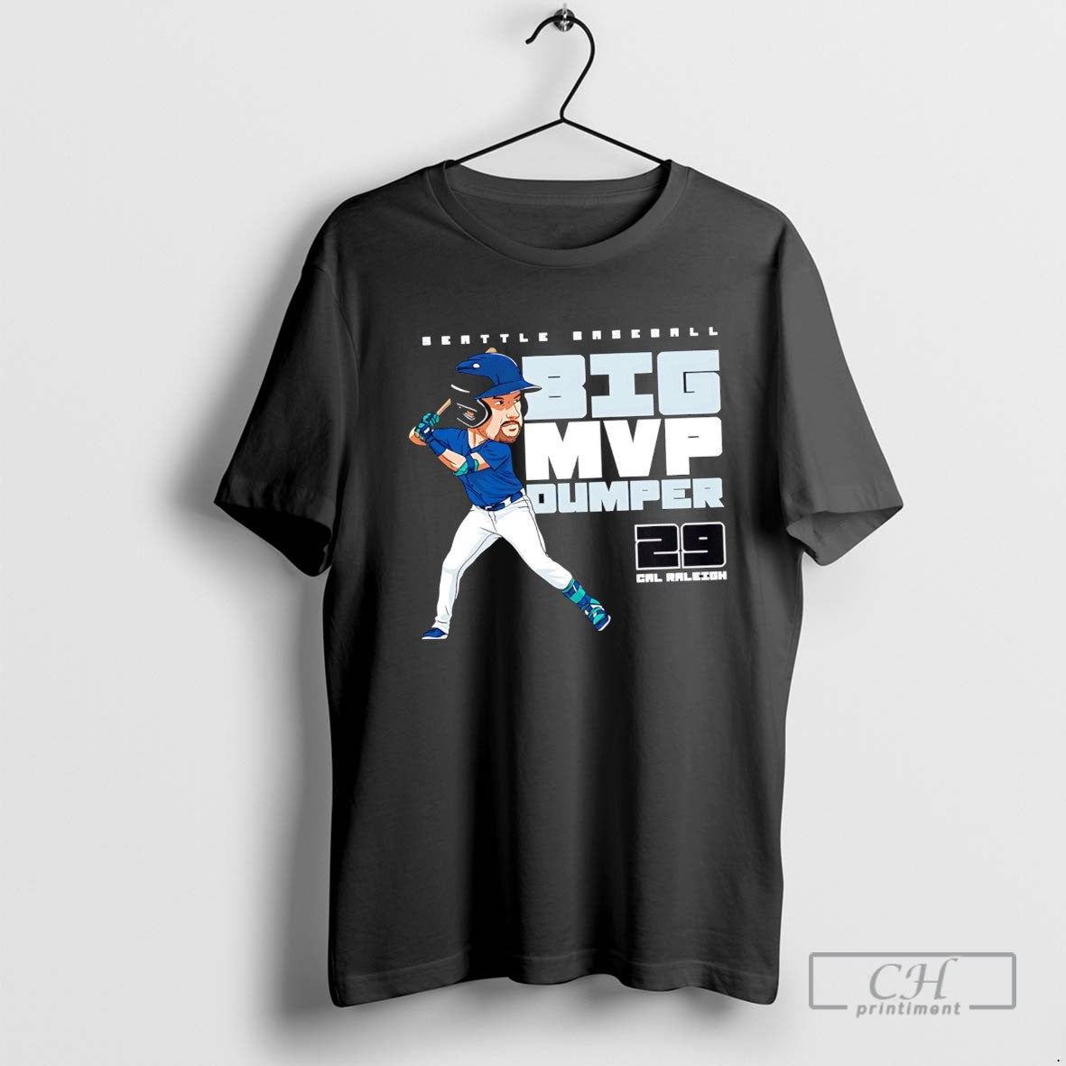 Seattle Baseball Big Mvp Dumper 29 Cal Raleigh Baseball Player Cartoon Long Sleeve