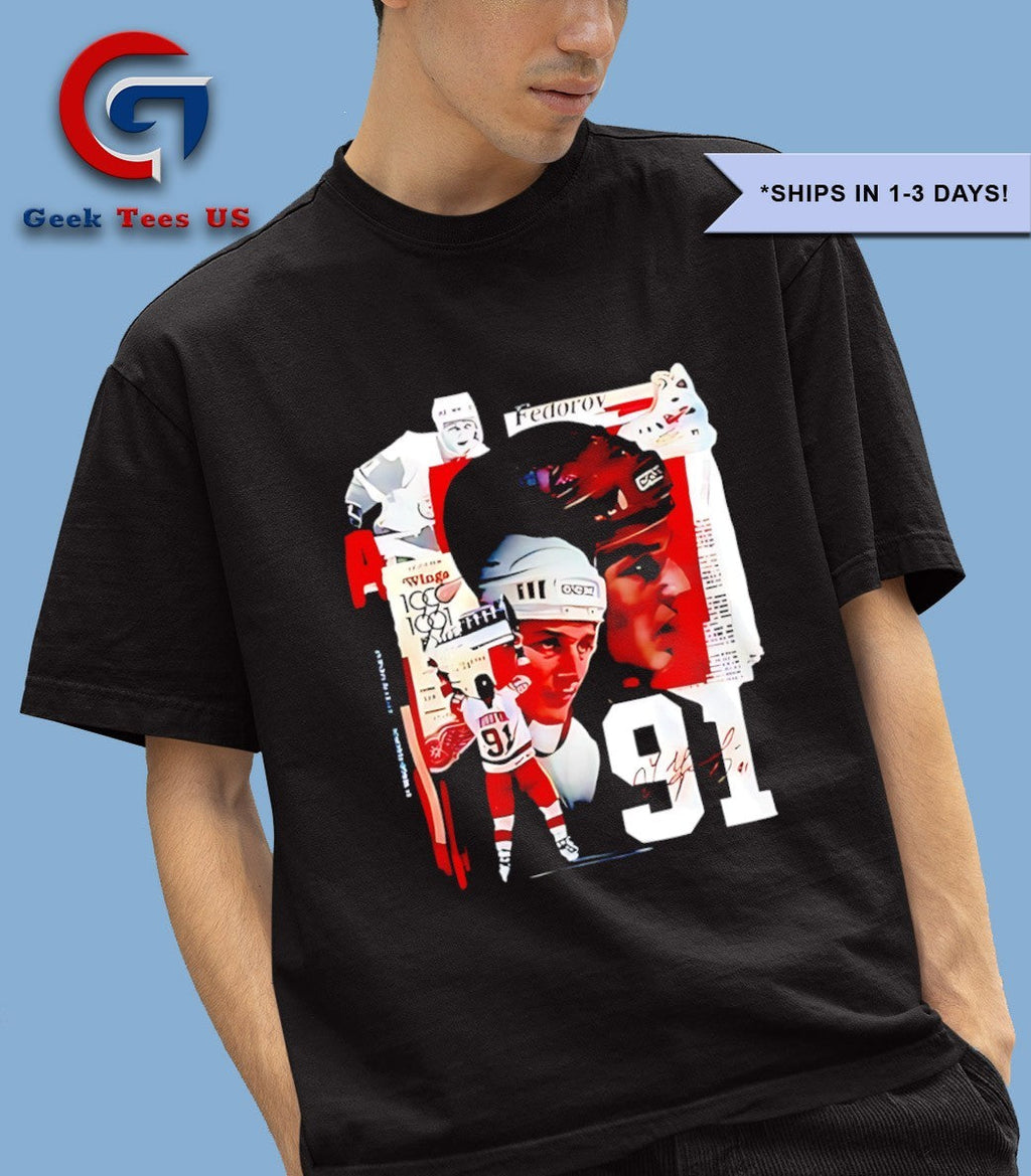 Sergei Fedorov 91 Detroit Red Wings NHL News signature shirt Unisex , , , Long Sleeve Tee