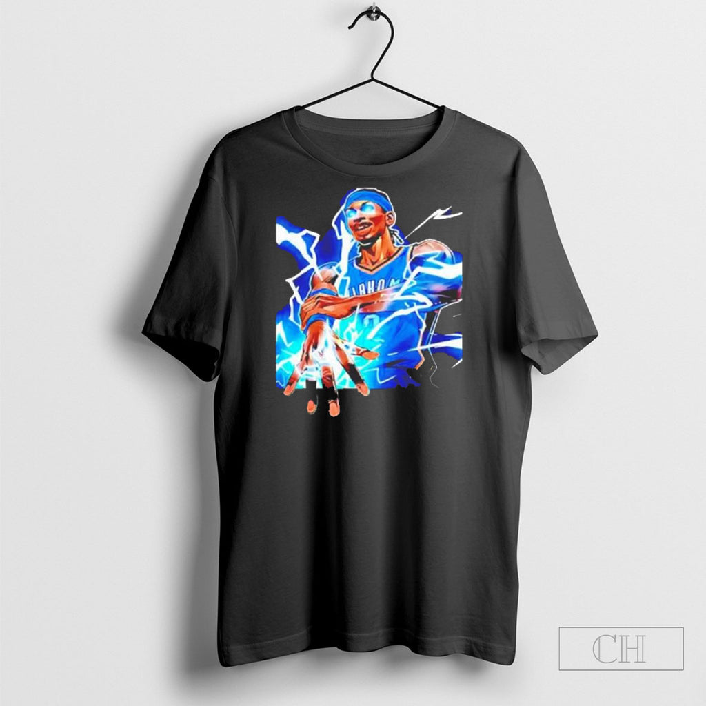 Shai Gilgeous Alexander Lightning Okc Thunder Nba Basketball Cartoon Shirts
