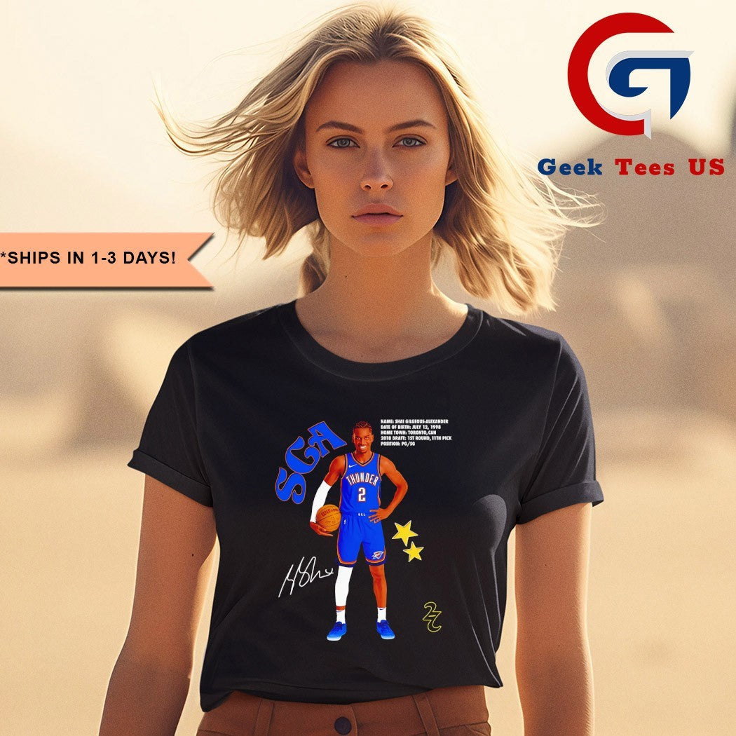 Shai Gilgeous-alexander Oklahoma City Thunder portrait signature shirt Unisex , , , Long Sleeve Tee