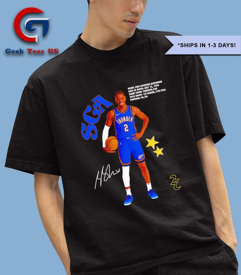 Shai Gilgeous-alexander Oklahoma City Thunder portrait signature shirt Unisex , , , Long Sleeve Tee