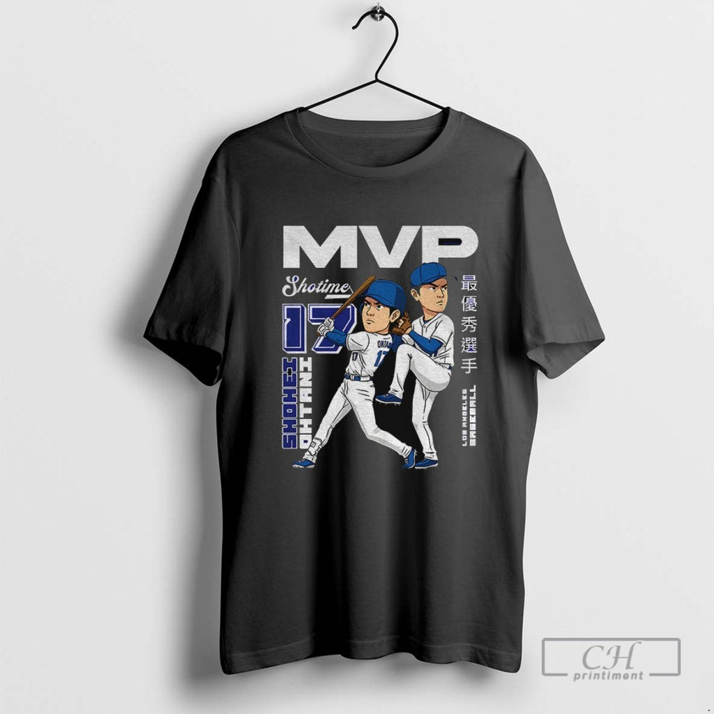 Shohei Ohtani Dual Threat Mvp Los Angeles Dodgers Mlb Baseball Cartoon